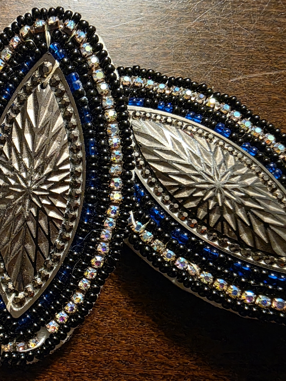 Beaded Black and Blue Statement Bracelet - Unbranded